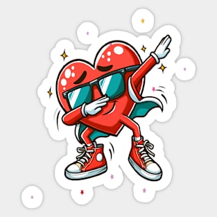 Valentines Day Dabbing Heart Funny Sticker